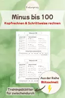 Vorschau - Unterrichtsreihen - Minus bis 100 Arbeitsblätter | Kopfrechnen | Schrittweise Subtraktion - Deckblatt