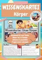 Vorschau - Stationenlernen - Wissenskartei Unser Körper 🫀🧬 | 16 Themenkarten inkl. Fragen & Lösungen | Klasse 3 bis 4 | Lesen & Sachunterricht - Deckblatt