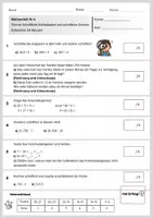 Vorschau - Test - Mathearbeit Schriftliche Multiplikation und Division - Deckblatt