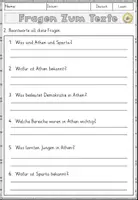 Vorschau - Arbeitsblätter - Das Leben in Athen und Sparta, Lesen und Verstehen Arbeitsblätter mit Lesetext, Fragen - Seite 3