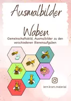 Vorschau - Mal- und Bastelvorlagen - Gemeinschaftsbild Ausmalbilder Waben die Biene - Deckblatt