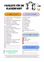 Vorschau - Anderer Materialtyp - Packliste Klassenfahrt - Deckblatt