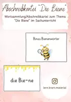 Vorschau - Aufgabenkarten - Wortsammlung, Abschreibkartei Sachunterricht Die Biene - Deckblatt