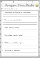 Vorschau - Arbeitsblätter - Entdeckungen und neue Länder, Lesen und Verstehen Arbeitsblätter mit Lesetext, Fragen - Seite 3