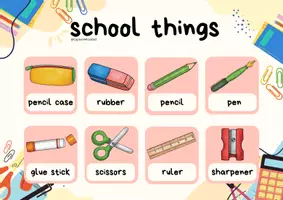 Vorschau - Poster - Englisch Plakat: school things - Deckblatt