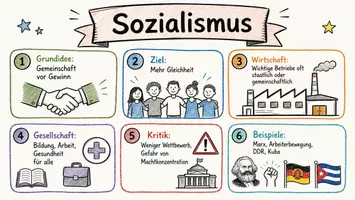 Vorschau - Arbeitsblätter - AB mit Fragen zum Thema "Sozialismus" + Lösungsblatt + Infografik - Seite 1