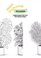Vorschau - Arbeitsblätter - Kreative Zeichenübung Kunst – Pflanzen fertig zeichnen | ohne Vorbereitung - Deckblatt