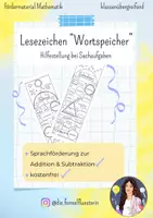 Vorschau - Mal- und Bastelvorlagen - Wortspeicher - Lesezeichen für Sachaufgaben (Freebie) - Deckblatt