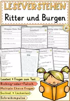 Vorschau - Arbeitsblätter - Ritter und Burgen, Lesen und Verstehen Arbeitsblätter mit Lesetext, Fragen - Deckblatt