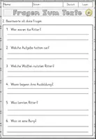 Vorschau - Arbeitsblätter - Ritter und Burgen, Lesen und Verstehen Arbeitsblätter mit Lesetext, Fragen - Seite 3