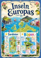 Vorschau - Poster - Lernkarte – Inseln Europas – Sachunterricht – Länder und Kontinente 3. Klasse - Deckblatt
