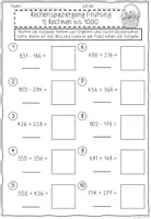 Vorschau - Mal- und Bastelvorlagen - Rechenspaziergang oder Rechne, schneide, klebe Frühling – Schriftliche Addition & Addition + Subtraktion im Zahlenraum 1000 | Klasse 3 - Seite 2