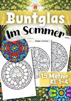 Vorschau - Mal- und Bastelvorlagen - Buntglas Fensterbilder | Stained Glass - Im Sommer (Klasse 1-4) - Deckblatt