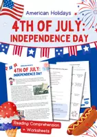 Vorschau - Arbeitsblätter - Fourth of July: Worksheets, Reading Comprehension and Matching Game - Deckblatt