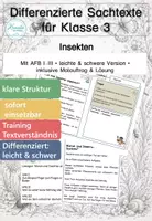 Vorschau - Arbeitsblätter - Insekten Klasse 3 | Lesetexte & Sachtexte | Ursache-Wirkung & System verstehen | differenziert mit Lösungen - Deckblatt