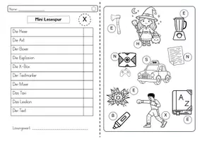 Vorschau - Arbeitsblätter - Buchstabeneinführung X I Mini Lesespur - Seite 1