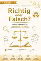 Vorschau - Arbeitsblätter - Ethik Klasse 5/6: Richtig oder falsch? ✔️❌ Stationenlernen zur Bewertung von Verhalten (5 Stationen + Kriterienarbeit + Reflexion) - Deckblatt