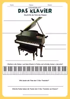 Vorschau - Arbeitsblätter - KLAVIER (Flügel) - Arbeitsblatt (Richtig vs. Falsch, Beschriftung Teile, Tastatur) - Seite 1