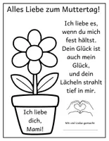 Aperçu - Feuilles d'exercices - Muttertag Bastelvorlage & Ausmalbild: Handabdruck-Blume mit liebevollen Sprüchen - Page 2
