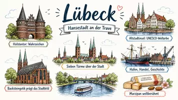 Vorschau - Arbeitsblätter - AB mit Fragen zum Thema "Lübeck" + Lösungsblatt + Mindmap + Infografik - Seite 1
