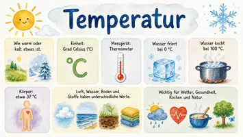 Vorschau - Arbeitsblätter - Arbeitsblatt "Temperatur" + Onlineübung & MP3 + Infografik - Seite 1
