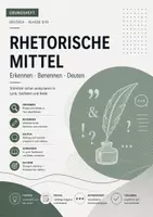 Vorschau - Stundenentwürfe - Übungsheft Deutsch Klasse 9/10: Rhetorische Mittel erkennen, benennen und deuten - Deckblatt