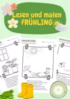 Vorschau - Arbeitsblätter - Lesen und malen Frühling, Leseübung, Sätze lesen, 3 verschiedene Arbeitsblätter - Deckblatt