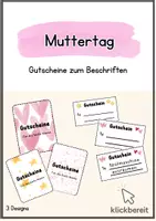 Vorschau - Mal- und Bastelvorlagen - Muttertag - personalisierte Gutscheine zum Beschriften - Deckblatt