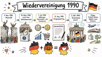 Vorschau - Arbeitsblätter - AB mit Fragen zum Thema "Wiedervereinigung" + Lösungsblatt + Infografik - Seite 1