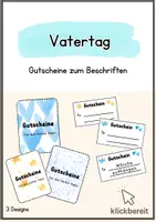 Vorschau - Mal- und Bastelvorlagen - Vatertag - personalisierte Gutscheine zum Beschriften - Deckblatt