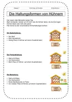 Vorschau - Merkblätter - Haltungsformen von Hühnern im Fach Ernährung und Soziales - Deckblatt