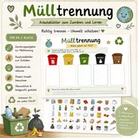 Vorschau - Arbeitsblätter - Mülltrennung - Arbeitsblätter mit Ausschneiden & Selbstkontrolle - Deckblatt