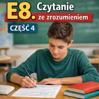 zapowiedź - KARTA PRACY - czytanie ze zrozumieniem - E8 - cz.4 - obwoluta