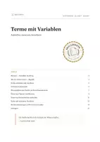 Vorschau - Arbeitsblätter - Terme mit Variablen: Aufstellen, Einsetzen & Auswerten mit Loesungen - Deckblatt