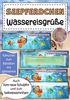 Vorschau - Anderer Materialtyp - Seepferdchenklasse Grüße für Wassereis Klassentier Seepferdchen - Deckblatt
