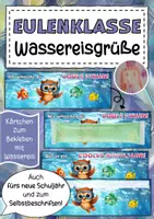 Vorschau - Anderer Materialtyp - Eulenklasse Grüße für Wassereis Klassentier Eule - Deckblatt