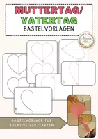 Vorschau - Mal- und Bastelvorlagen - Bastelvorlage für Herzkarte - Muttertag/Vatertag, mit Anleitung, editierbar - Deckblatt