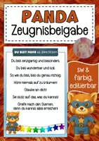Vorschau - Anderer Materialtyp - Zeugnisbeigabe für die Roter-Panda-Klasse Klassentier Roter Panda - Deckblatt