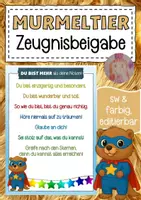 Vorschau - Anderer Materialtyp - Zeugnisbeigabe für die Murmeltierklasse Klassentier Murmeltier - Deckblatt