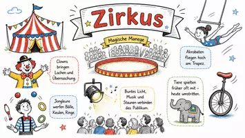 Vorschau - Arbeitsblätter - Lernposter + AB mit Fragen zum Thema "Zirkus" + Lösungsblatt + Mindmap + Infografik - Seite 2