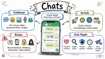 Vorschau - Arbeitsblätter - Lernposter + Arbeitsblätter zum Thema "Chat" (Lückentext, Hörverstehen) + Lösung & MP3 + Mindmap + Infografik - Seite 2