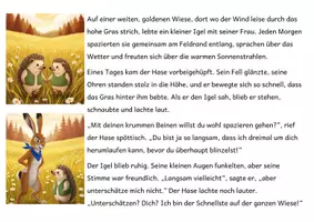 Vorschau - Arbeitsblätter - Hase und Igel – Fabel zum Lesen & Ausmalen - Seite 1