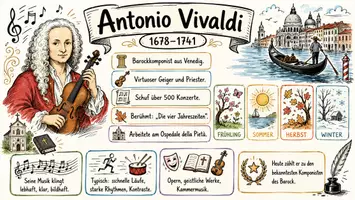 Vorschau - Arbeitsblätter - AB mit Fragen zum Thema "Antonio Vivaldi" + Lösungsblatt + Mindmap + Infografik - Seite 1