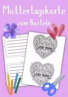 Vorschau - Arbeitsblätter - Muttertagskarte - Muttertagsgeschenk zum Basteln - Grundschule - Deckblatt
