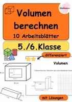 Vorschau - Unterrichtsreihen - Volumen berechnen 5./6. Klasse – 10 Arbeitsblätter mit Lösungen | Quader & Körper | Mathematik Grundschule - Deckblatt