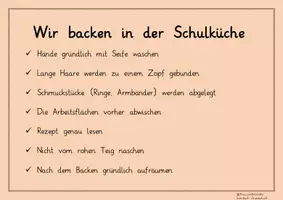 Vorschau - Poster - Merkplakat Regeln Schulküche: Backen mit Kindern - Deckblatt