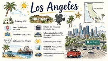 Vorschau - Arbeitsblätter - Lernposter + AB mit Fragen zum Thema "Los Angeles" + Lösungsblatt + Mindmap + Infografik - Seite 2
