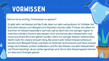 Vorschau - Bildkarten - Nachhaltigkeit in unserer Klasse und in unserer Schule, Wasserverbrauch und Sparen von Trinkwasser - Seite 1