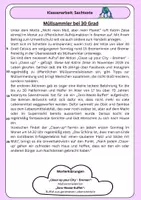 Vorschau - Klassenarbeiten - Klassenarbeit Sachtexte: Aktion Müll sammeln - Deckblatt