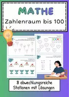 Vorschau - Arbeitsblätter - Kopfrechnen plus minus mal geteilt - 8 Übungsstationen - Deckblatt